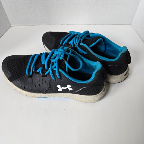 Under Armour Black With Blue Trim Sneakers Size 8 1/2 - Picture 3 of 6
